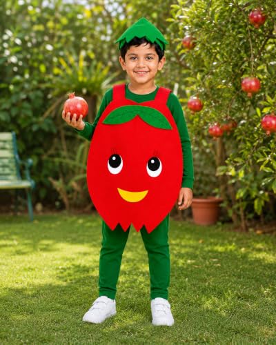 Image of Raj Costume Kids Mango Fruit Costume Apron with Cap for Boys & Girls | Cute Yellow Cutout Fancy Dress | Soft Felt Fabric | Role Play Outfit