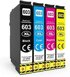 Skydo 603 603XL Ink Cartridges Compatible for Epson 603xl Ink Cartridges Multipack for Printer XP-3100 XP-2100 XP-4100 XP-2105 XP-3105 XP-4105 XP-2150 XP-4150 Workforce WF-2830 WF-2835 (4 Pack)