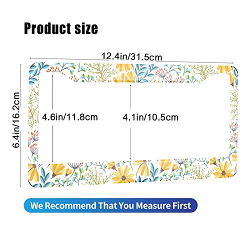 Hosnye Hand Painted Watercolor Flowers License Plate Frame Colorful Floral Spring Texture Metal License Plate Cover Front Plates Frames Car Tag Frame For Women Men Us Vehicles Standard #TOP1