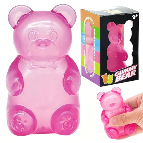 Bear plush toys soft clay stress relief toys gummy bear toys perfect for Adults Teens stress relaxation and anxiety relief perfect 8 * 4.5CM - pink