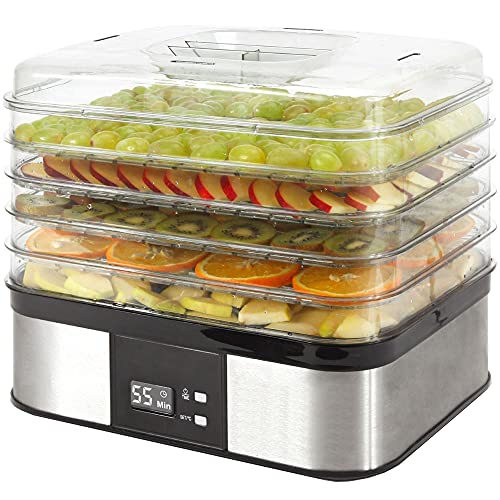 Syntrox Germany Chef-Cooker_DA-350W-5_Inox Dörrautomat Edelstahl, Dörrgerät mit 5 Einlegefächer, 40-70°C, 36h-Timer… – Bild 3