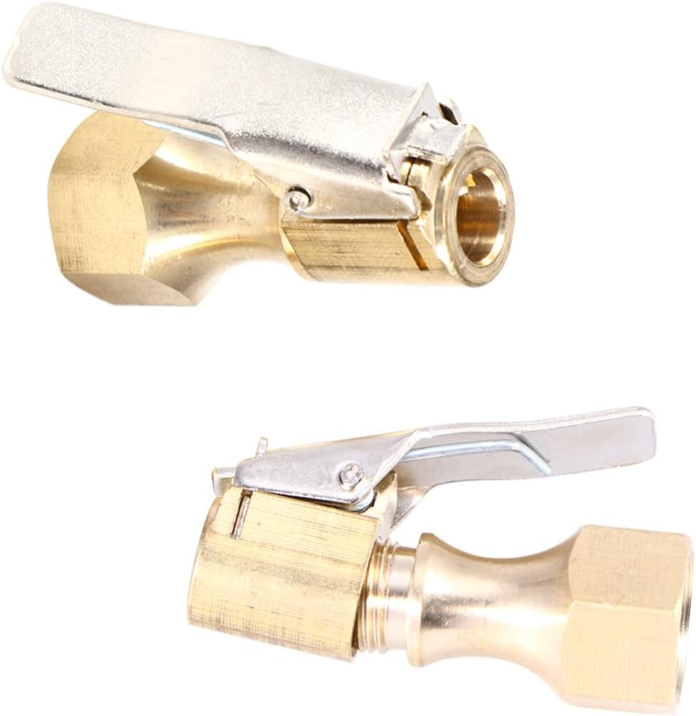 VICASKY 4pcs Brass air for Tires Brass air Chuck with Clip