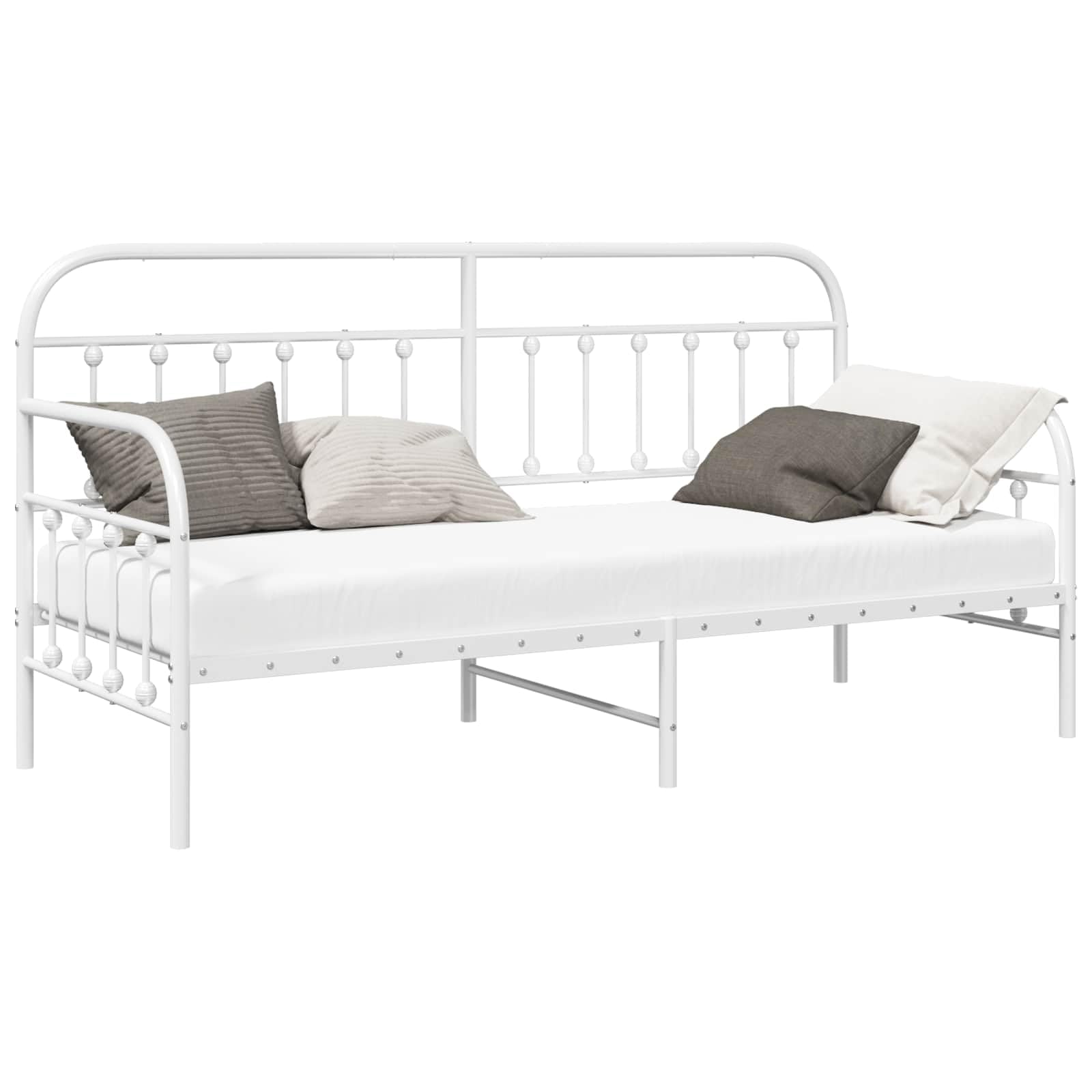 vidaXL Daybed Frame White 75 x 190 cm Powder-Coated Steel, Modern, Durable Daybed Frame, Rectangular Metal Bed, Space-Saving Sleep Solution, Indoor Sofa-Like
