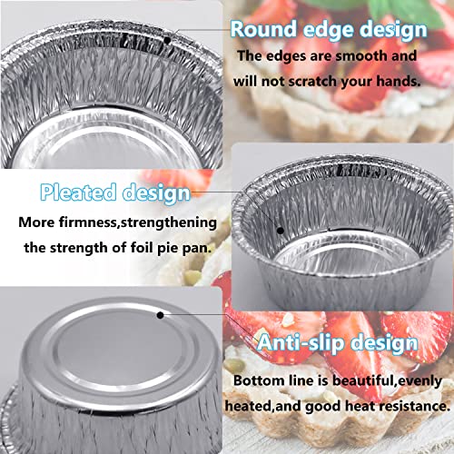 100 Pcs 5 Inch Disposable Round Foil Pie Pan,Aluminum Foil Baking Pie Tins,Oven Safe Cake Pan For Baking,Cooking,Storage Or Reheating #TOP2