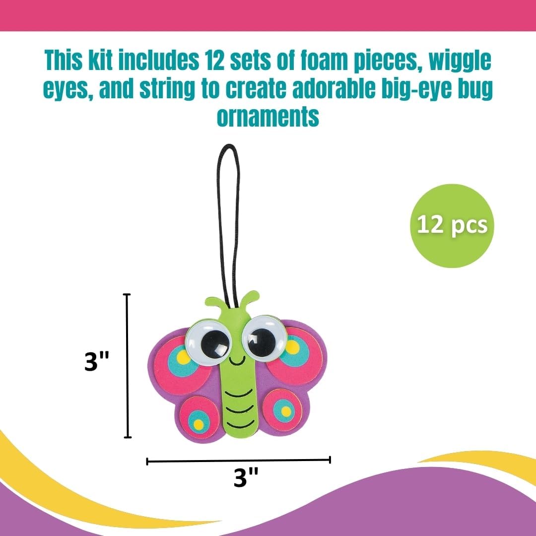 Fun Express Spring Big Eye Bug Ornament Craft Kit - Makes 12 - Craft Kits - VBS Vacation Bible School Supplies/Decor