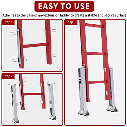 Ladder Leveler Pair, Adjustable Extension Ladder Leg Ground Leveler, With Anti-Slip Pattern Steel Pole, Ladder Accessories #TOP4