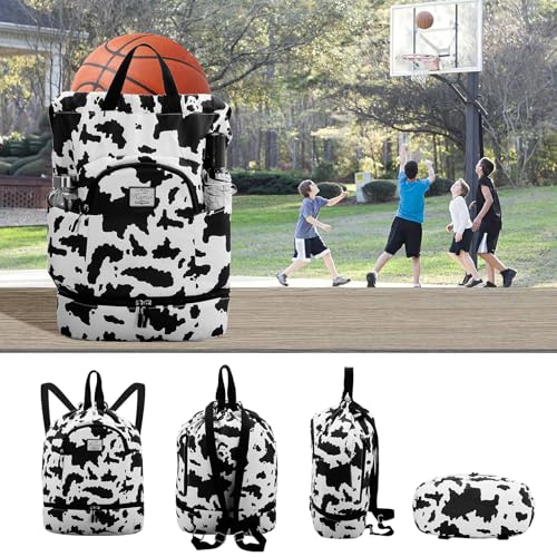 Image of Kamo Drawstring Backpack Bag - Sport Swimming Yoga Backpack with Shoe Compartment, Two Water Bottle Holder for Men Women Large String Backpack Athletic Sackpack for Travel