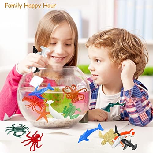 Prasacco 24pcs Sea Animal Figures Plastic Realistic Animal Sea Life Figures Toy Shark Whale Dolphin Educational Animal Learning Toys Bath Toys Pool Toys Set for Child Girls Boys