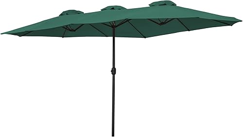 Miniatura 4 de Northlight Sombrilla de mercado para patio al aire libre de 15 pies con manivela, color verde