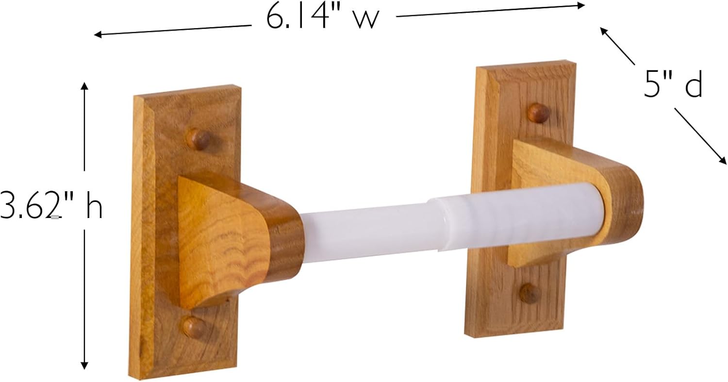 Dalton 4-Piece Bathroom Accessory Set, Honey Oak, Includes Towel Bar, Towel Ring, Toilet Paper Holder, and Robe Hook – Design House, 561258