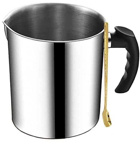 Phinicco Candle Making Pouring Pot, 44oz 1.3L Wax Melting Pot and Spoon 304 Stainless Steel Candle Making Pitcher Heat-Resistant Handle Dripless Pouring Spout Design