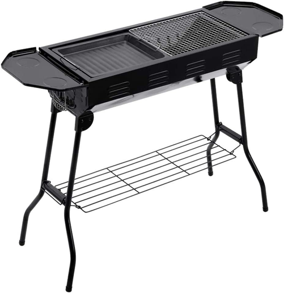 Parrilla de Acero Inoxidable Plegable y portátil para 5-15 Personas, Ideal para barbacoas de carbón al Aire Libre, Grande y Duradera.