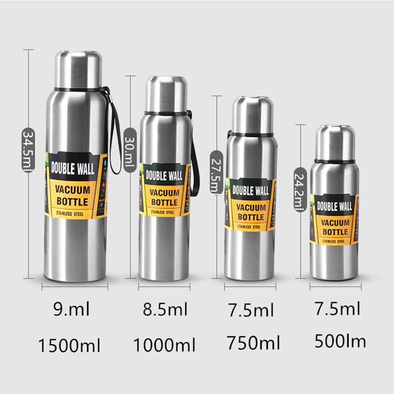 BOMEETSIA Tragbarer Edelstahl-Thermosbecher, Reiseauto-Wasserflasche mit großem Fassungsvermögen, Outdoor-Sport-Wasserflasche für Herren, Kaffeetasse, echte Farbe, 1500 ml