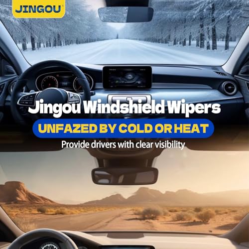Image of 24 inch + 16 inch Front Windshield Wiper Blades Compatible with Hyundai Tucson 2009-2005 /KIA Spectra 09-05 Sportage 10-05 OEM QUALITY Premium All-Season Automotive Replacement Wipers(Pack of 2)