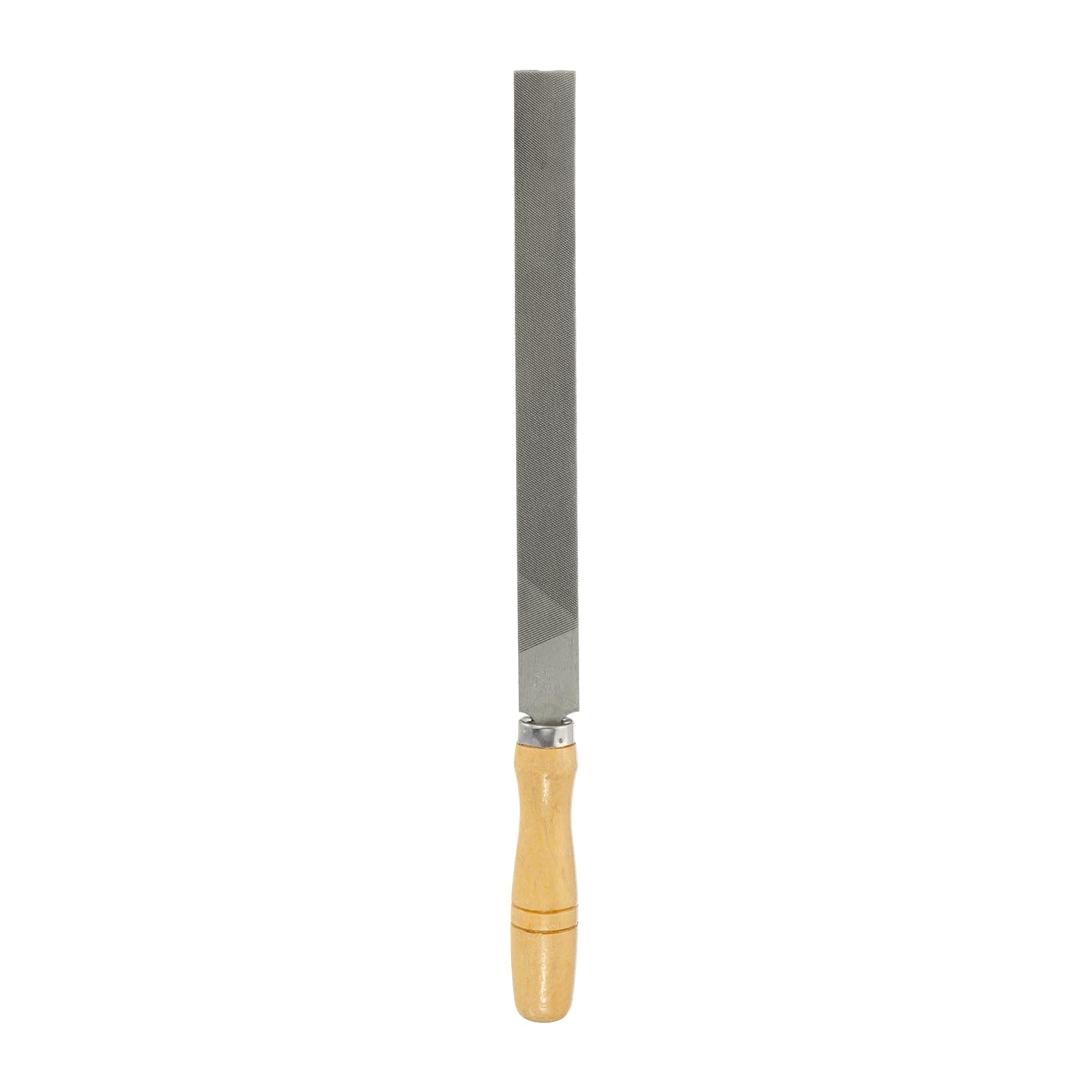 sourcing map Flat Medium Cut File 10" Double Cut Teeth High Carbon Steel Hand Rasp File with Wood Handle for Metal Wood Deburring Removing