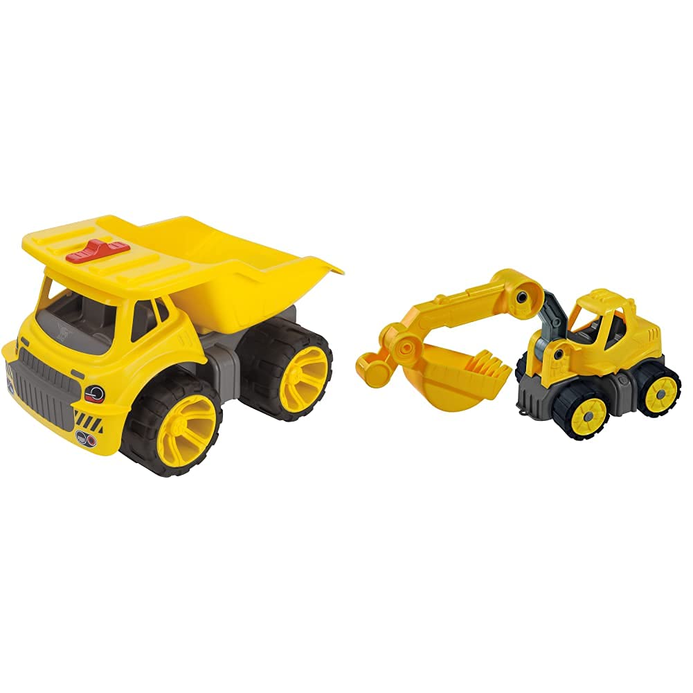 Big - Power-Worker Maxi Truck - Kinderfahrzeug, geeignet als Sandspielzeug und für das Kinderzimmer & Power-Worker Mini Bagger - Baggerfahrzeug geeignet als Sandspielzeug und für das Kinderzimmer