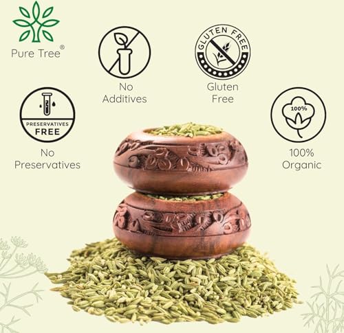 Image of Pure Tree Certified Organic Fennel Seeds | 50 Gm | Glass Jar | Saunf, Variyali | Perumjeerakam Whole Spices Sombu Whole | Fennel Seeds Saunf | Organic Saunf Rich Flavour Sombu