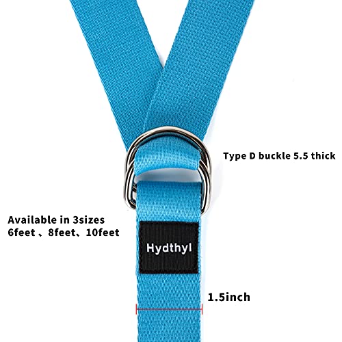 Hydthyl Yoga Strap With Adjustable D-Ring Buckle, 6/8/10 Feet, Durable Soft Material Exercise Belt With Portable Carry Bag For Yoga, Physical Therapy, Pilates, Dance, Stretch #TOP2