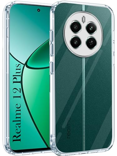 Image of Jkobi Back Cover for Realme 12 Plus (Silicone Clear Shockproof Case with Camera Protection | Soft and Flexible | Transparent)