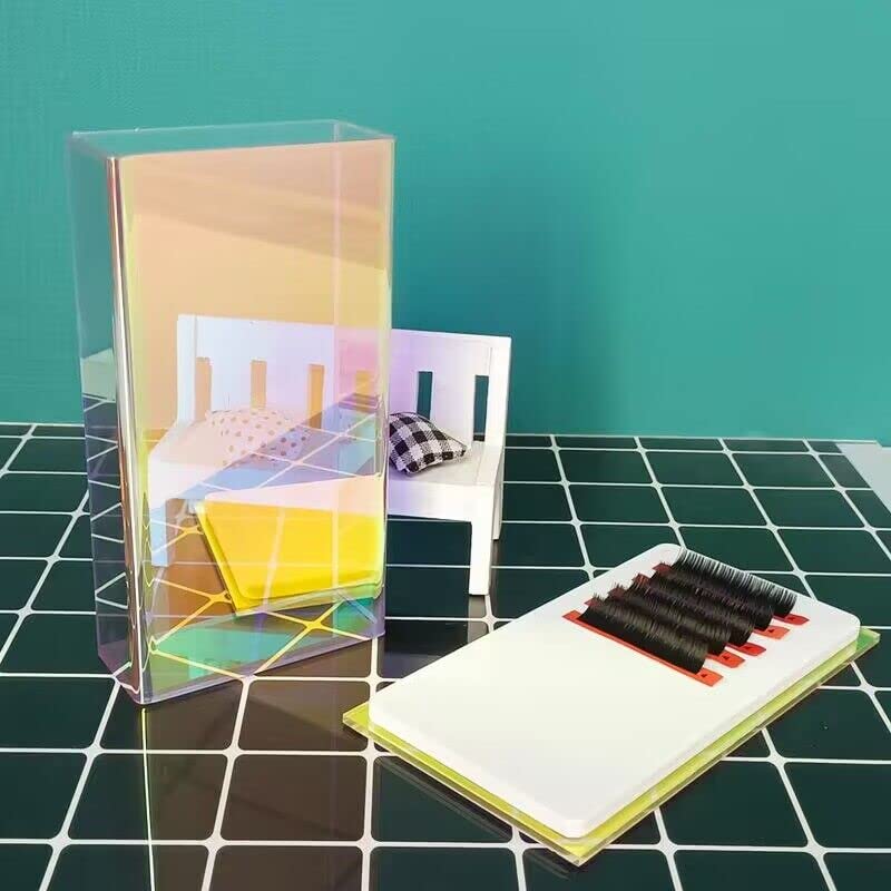 zalati Fake Lashes Storage Box Acrylic Eyelash Extension Holder Case for Makeup Display Grafting Container with Lid - Colorful - Image 2
