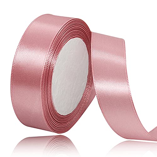 Rose Gold Satin Ribbon 1 Inches X 25 Yards, Solid Color Fabric Ribbon For Gift Wrapping, Crafts, Hair Bows Making, Wreath, Wedding Party Decoration And Sewing Projects #TOP7