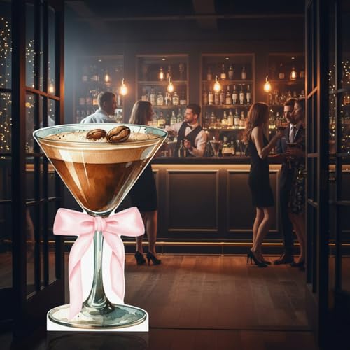 Image of AmazingSpark 4ft Martini Glass Cardboard Espresso Martini Cocktail Cutout Stand for Tiny Bit Older Birthday Bachelorette Wedding Party Decor