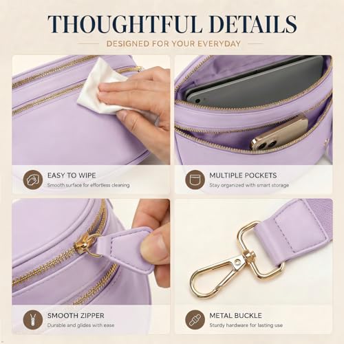 Image of Womens Crossbody Bag, Spacious Nylon Bum Bag Trendy Shoulder Purse with Adjustable Strap Zipped Travel Essentials