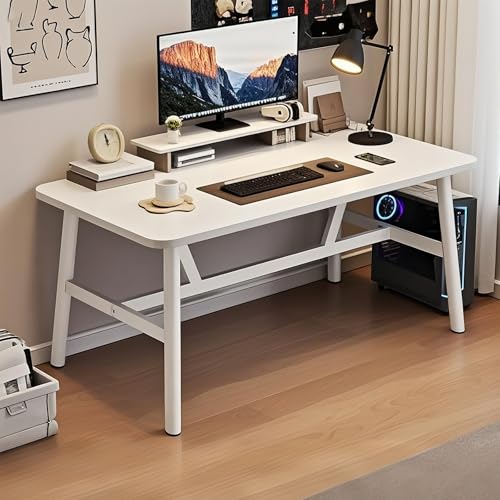 eryssgbf パソコンデスク ゲーミングデスク ソファテーブル 大人学習机 K字型構造設計 ホームオフィス、寝室、勉強机、狭いスペース用 (120x80x74cm,白/シングルテーブル)