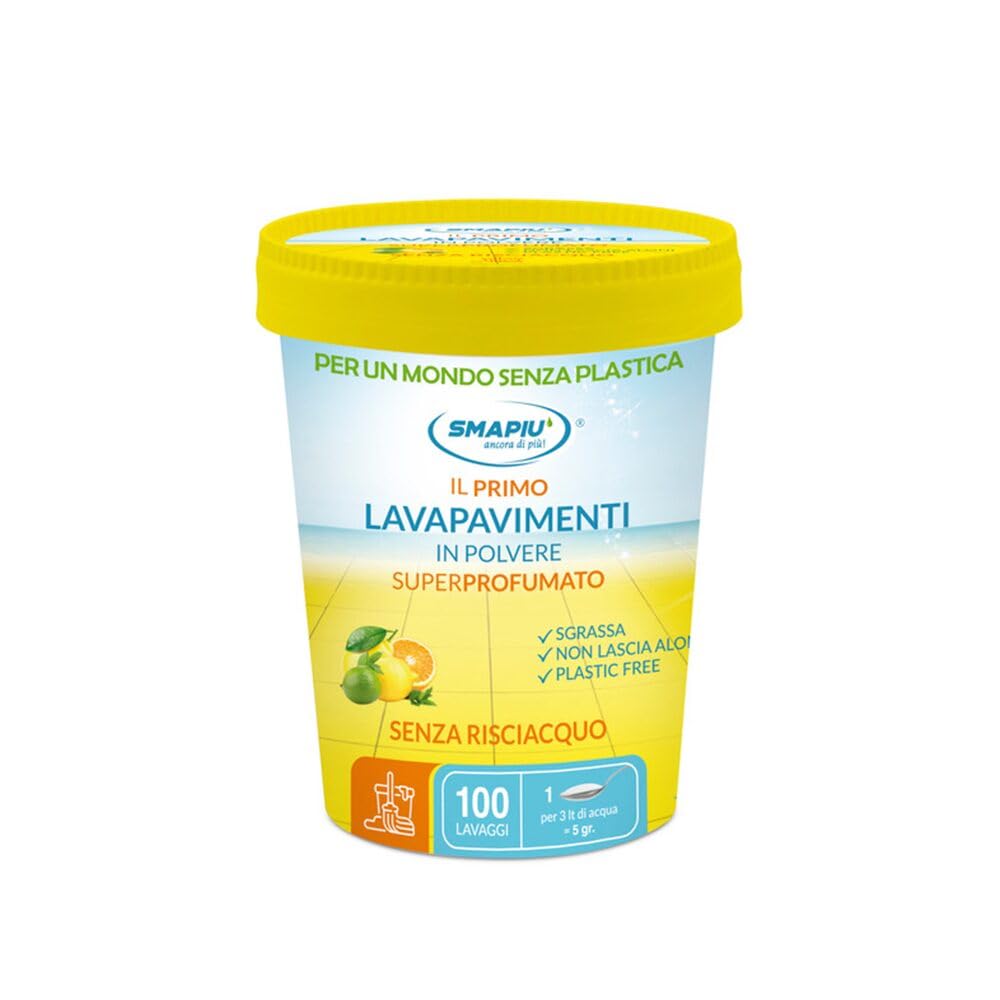 Smapiù - set pulizia eco - Ammorbidente in Polvere superprofumato 400gr + Lavapavimenti in Polvere agrumi 400gr + Percarbonato di Sodio Attivato Profumato 500gr. Confezioni in Cartone, plastic free.