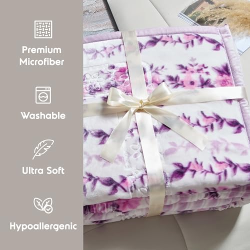 Image of Nestl Korean Mink Blanket Queen Size - 9 Lbs Velvet Fleece Korean Blanket - 2 Ply Warm & Thick Winter Blanket - Wrinkle & Fade Resistant - 79 x 94 Inches (Lvender)