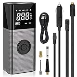 OneAmg Mini Compresor Aire Portatil 6000mAh Bateria USB Recargable Inflador Ruedas Coche 150PSI/10,3Bar/12V/120W Con Iluminación LED de Emergencia y 5 Modos de Inflado para Moto Pelota Bicicleta