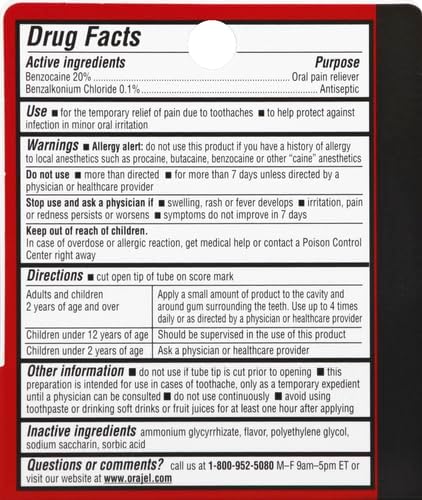 Miniatura 3 de Gel de máxima resistencia Orajel, oral, alivia el dolor, 0.42 onzas.