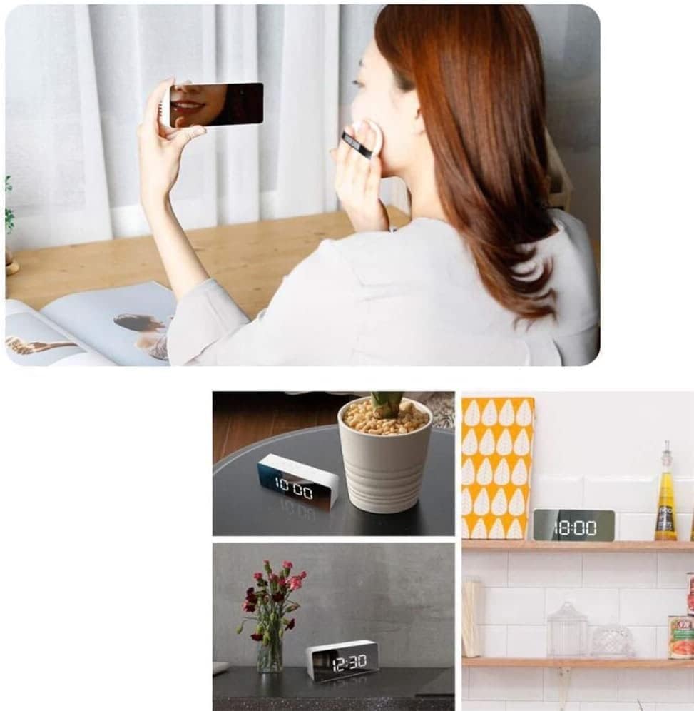 Image of Laxmi villaa Digital LED Mirror Alarm Clock for Table, Watch Timer for Students Study, Home, Office, Bedroom, Kitchen, Loud Desk Alarm Clocks for Heavy Sleepers with Automatic Sensor,Time,Date