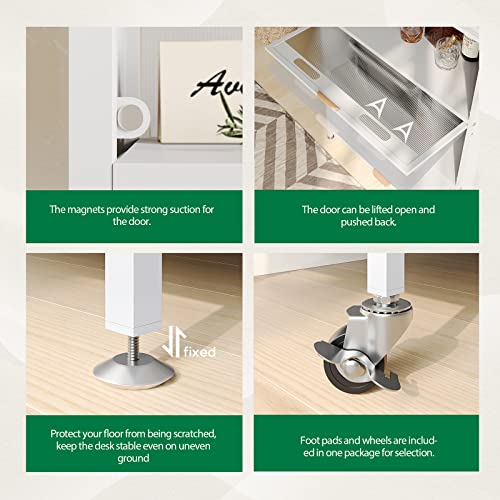 NETEL Kitchen Storage Unit,Kitchen Cabinets, Kitchen Cupboard with Wheels and Transparent Door,Kitchen Furniture,Pantry Cupboard,Bakers Rack,Kitchen Standing Shelf Unit - Image 5