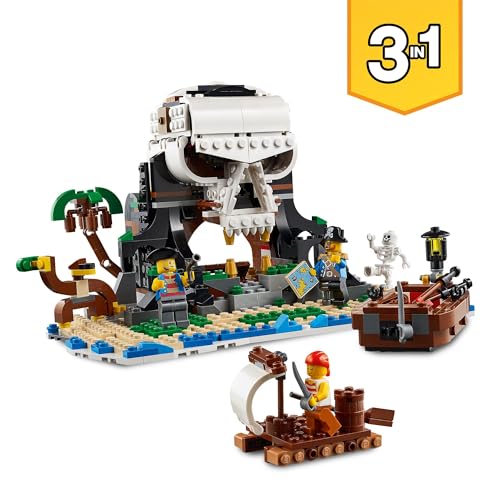 Creator Galeone dei Pirati, Set 3 in 1 con Nave Giocattolo, Locanda e Isola del Teschio, Minifigure e Squalo da Costruire, Giochi Creativi 31109 - Lego - Immagine 4