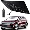 Protector Solar para Parabrisas de Auto Tipo Paraguas, 55"x31" Cubierta Solar para Ventana Delantera con Recubrimiento de Plata Titanio, Apertura y Plegado Instantáneo con Bolsa de Almacenamiento, Protección UV para SUV Camionetas Sedanes 2