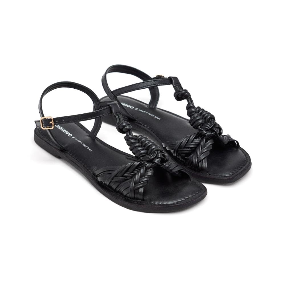 GIOSEPPO Walden, Women's Flat Sandals, Black, 37 EU, Black/White, 5 UK