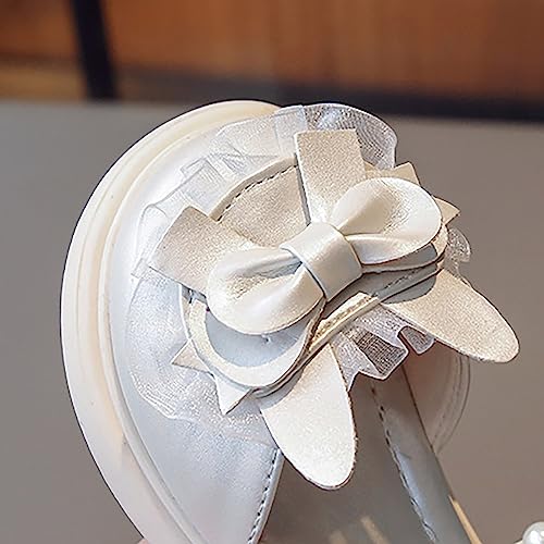 girls sandal size 5 Toe Soft Bottom Bow Lace Princess Shoes Pearl Lace Up Wedding Flower Children's Shoes4