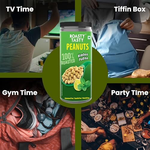 Image of Roasty Tasty Nimboo Pudina Flavour Roasted Peanuts | Healthy Snacks | Rich in Protein & Fibre | Roasted, Not Fried Snacks | Healthy Food | Gluten Free, Zero Cholesterol | Namkeen Peanuts