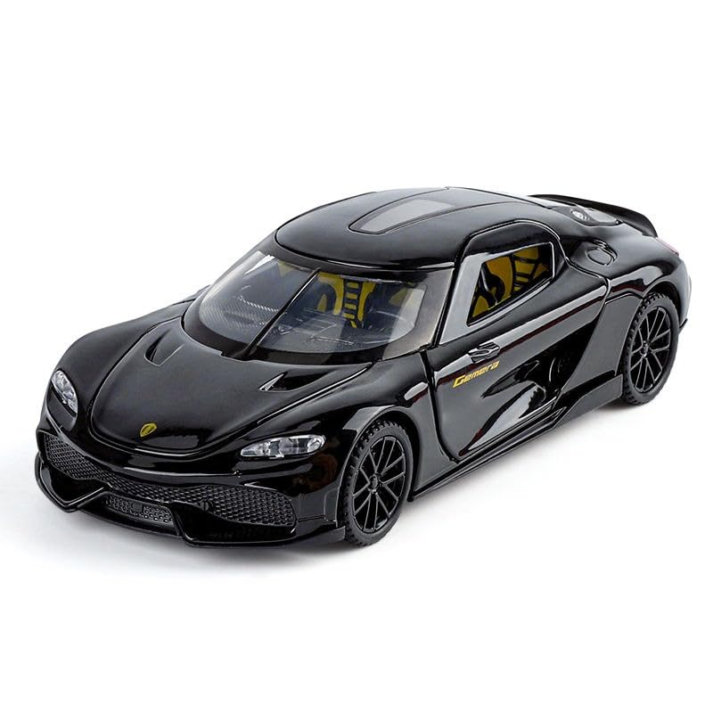 Image of FEXXA 1:32 Scale Koenigsegg Gemera Die-Cast Metal Car with Sport car Openable Doors Light and Sound,Pull Back Function Indoor Outdoor Toy for Kids (Black)