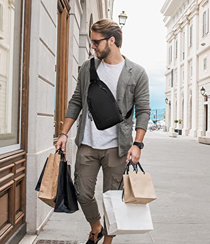 Hjkiopc Sling Bags Brusttasche Herren Crossbody Umhngetasche Kleine Schultertaschen Crossbody-Taschen Outdoor Wasserdicht Casual Man Taschen zum Wandern,Arbeit,Radfahren(Schwarz)