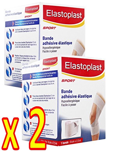 Bande adhésive élastique Elastoplast SPORT strapping cheville et genou contention lot de 2