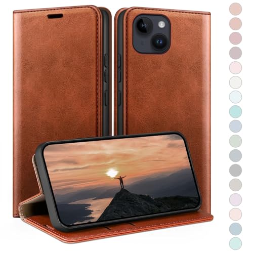 Etui pour iPhone 14 anti-piratage RFID et coque portefeuille en cuir premium