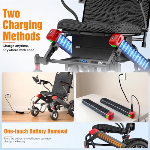 Image of Electric Wheelchair for Adults, 12Miles Travel Range Heavy Duty Motorized Wheelchair for Seniors, Max Support 350lbs, All Terrain Power Wheelchairs for Home & Outdoor, Airline Approval