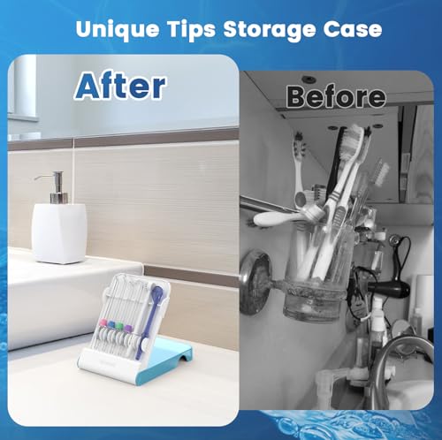 Image of Replacement Tips for Waterpik, Water Flosser Replacement Heads Parts for Waterpik Oral Irrigator (Aquaflosser 6 Tips Tongue Combo & Storage Case Bundle)