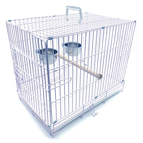 Collapsable Bird, Parrot, Dog, Bunny, Rabbit and Cat Carrier Travel Vet Carrier Cage (19" x 12" x 16"H, White)