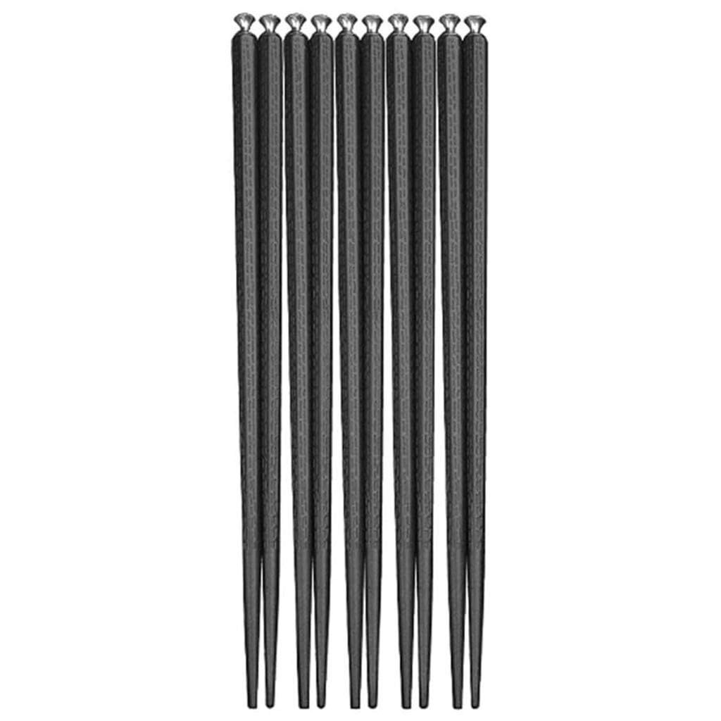 Bacchette riutilizzabili Multipack, Bacchette in Fibra di Vetro con Scatola Regalo, 10 Paia di Bacchette Nere Giapponesi e Coreane