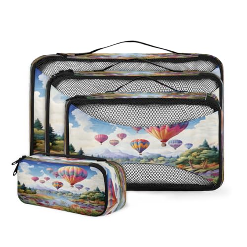 Tiveruda Hot Air Balloons Print 4 Set Travel Packing Cubes
