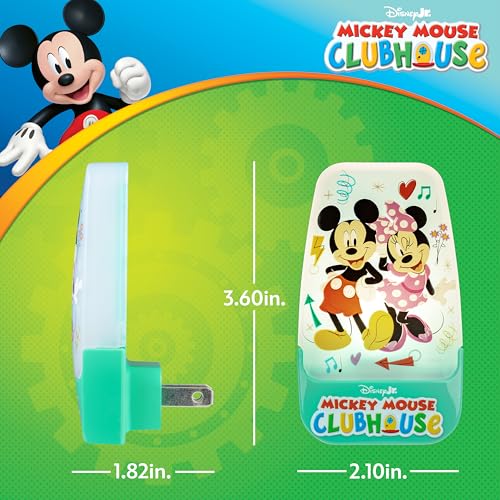 Image of Disney Mickey Mouse Clubhouse LED Night Lights Plug Into Wall NightLight | for Kids Room Decor Ambient LightingGirls Boys Bedroom Bathroom Light Nursery 86142