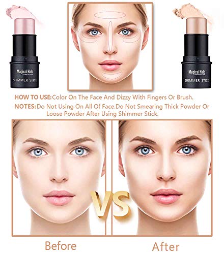 Sumeitang 4 Pcs Cruelty-Free Waterproof Highlighter Makeup Sticks Shimmer Illuminator and Blush Stick Face Contour Cosmetics Set Easy To Use Blends Effortlessly